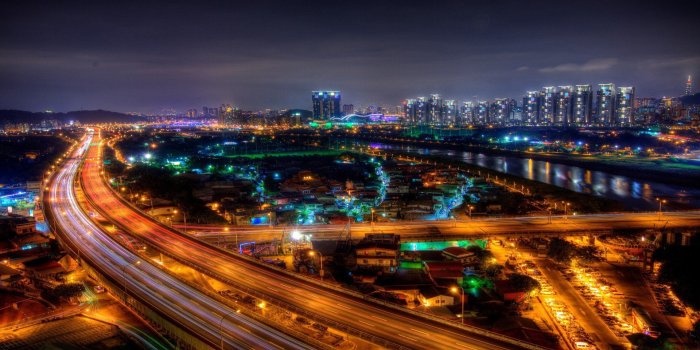 1920x1080 road, Highway, Night, City, Cityscape Wallpapers HD / Desktop and