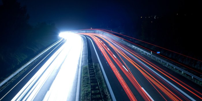 2048x2048 Highway Light Trails At Night iPad Air Wallpapers Free Download