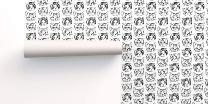 1024x1024 Spoonflower Peel and Stick Removable Wallpaper, Black and White
