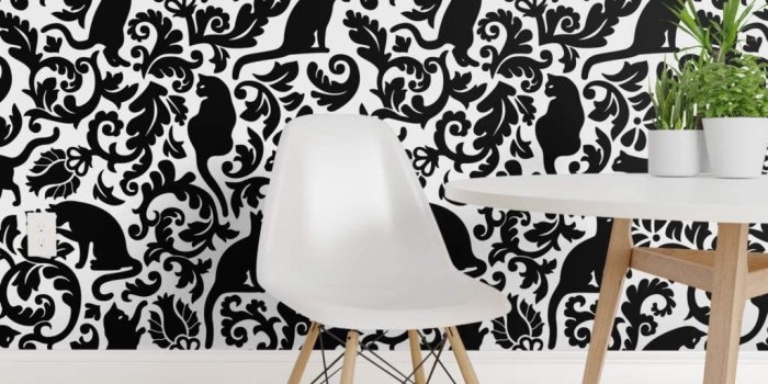 1024x1024 Spoonflower Peel and Stick Removable Wallpaper, Cat Damask Vintage