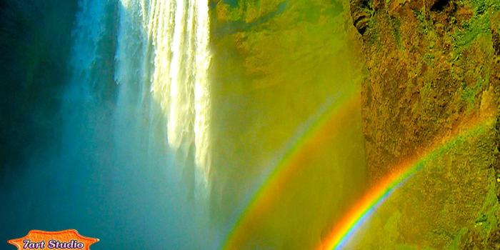 1280x800 Bright Rainbow Waterfall screensaver & animated desktop wallpaper