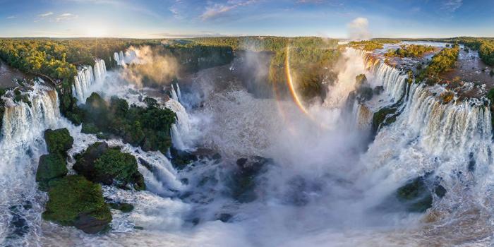 1280x740 Wallpaper Brazil Argentina Nature Rainbow Waterfalls Scenery Rivers