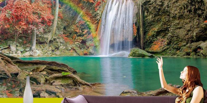1100x900 Kayra Decor Rainbow Waterfall and The Sunshine 3D Wallpaper Print
