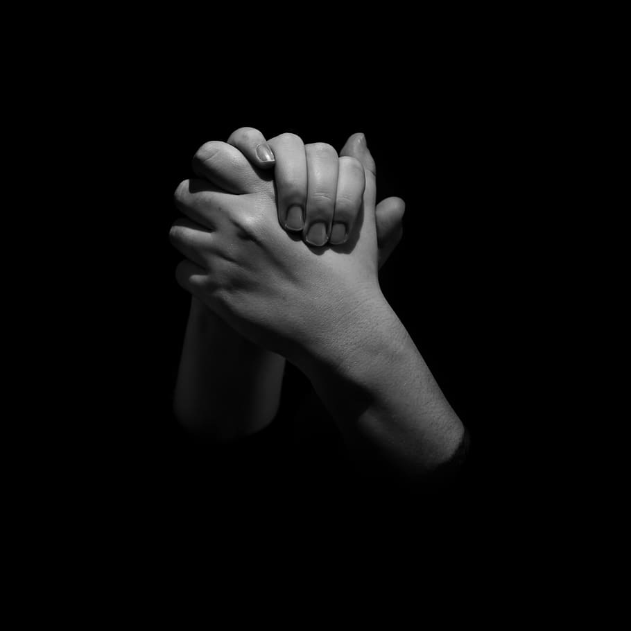 910x910 HD wallpaper: person, black and white, hand, prayer, black background,  studio shot | Wallpaper Flare