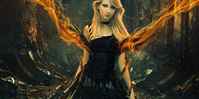 950x1520 Fantasy Girl Flame Forest Surreal Hd Mobile Wallpaper - Fantasy