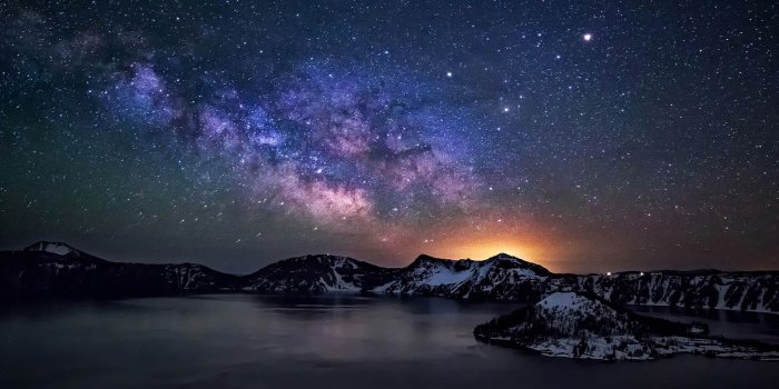 1920x1200 Crater Lake Night Sky With Star Milkyway Desktop Wallpaper Hd