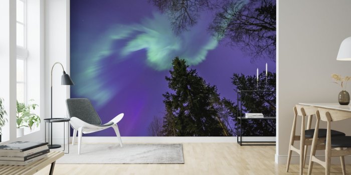 2000x850 Northern Light - Purple Sky – affordable wall mural – Photowall