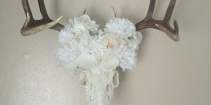 1334x1334 DIY deer skull with flowers pearls and lace | Deer skull decor