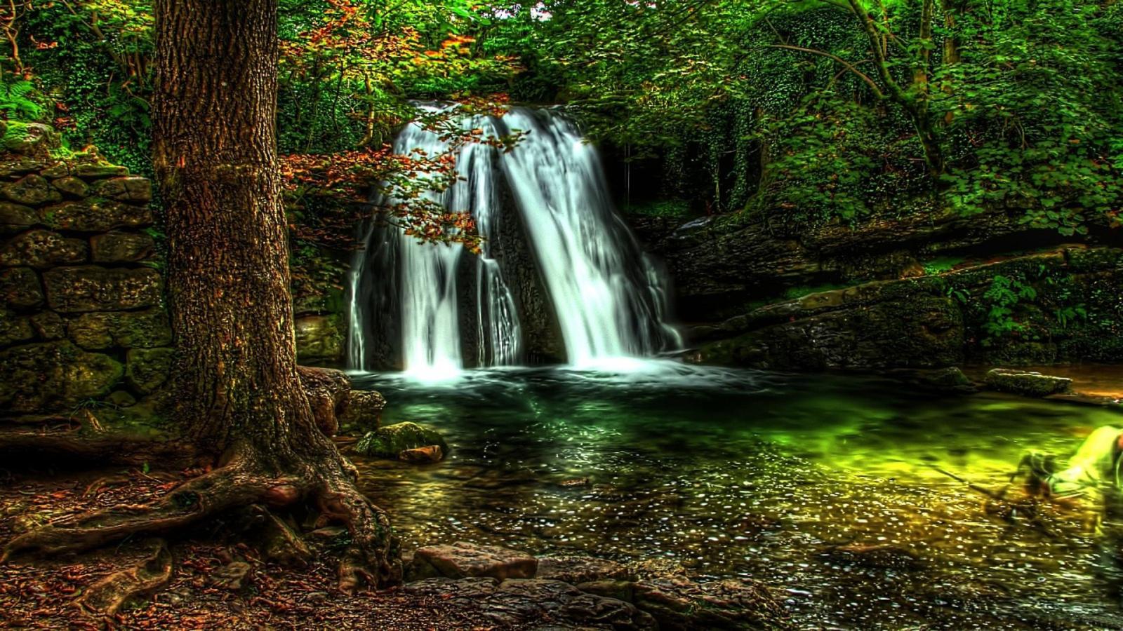 1920x1080 Forest Waterfall Wallpaper Full HD for Desktop 1920x1080
