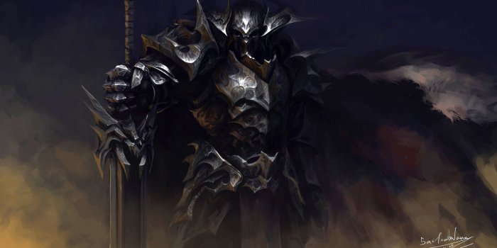 5573x3201 Animated warrior character, armor, knight, dark background
