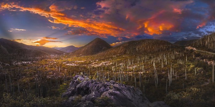 2048x970 nature, Landscape, Sunset, Desert, Valley, Hill, Clouds, Sky