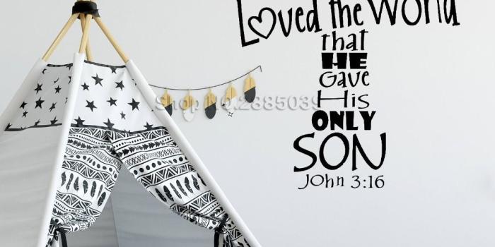 1000x1000 John 3:16 Wall Decals Quotes For God So Loved The World Vinyl