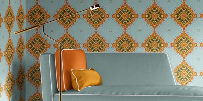 800x1000 Desert Diamonds | Orange Blue | Vellum Wallpaper | Pearl and Maude