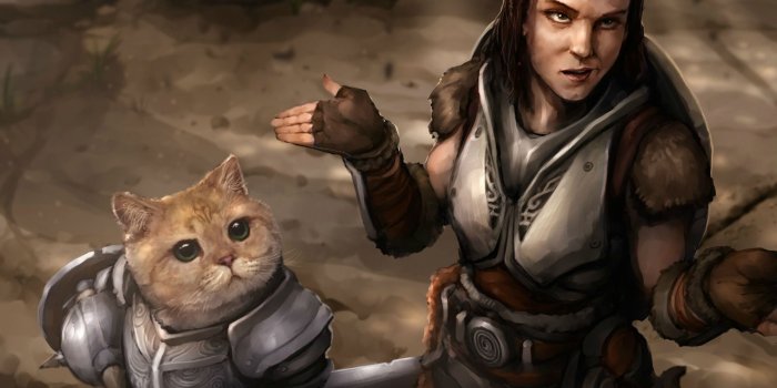 1920x1080 Anime female character wearing armor with cat in armor HD