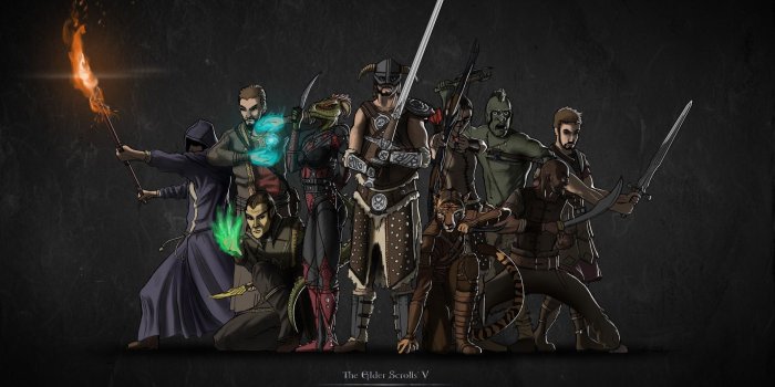 1920x1200 mage archers elves orcs argonian dovakhiin swords the elder