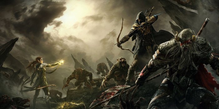 1920x1200 elder, Scrolls, V, Skyrim, Warriors, Archer, Men, Monster, Armor