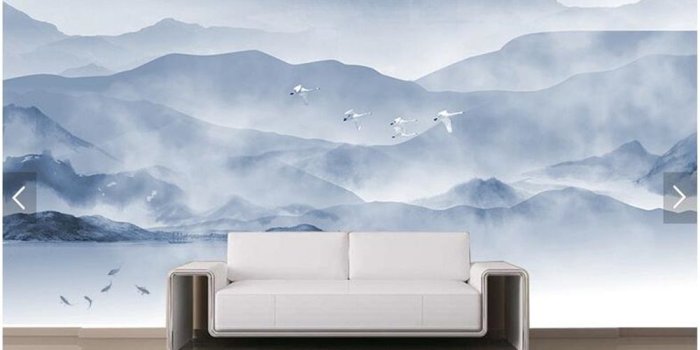 1000x800 Custom Chinese painting wallpaper, Ink mountain and water painting