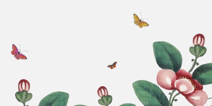 4676x4675 Chinese painting featuring flowers and butterflies wallpaper