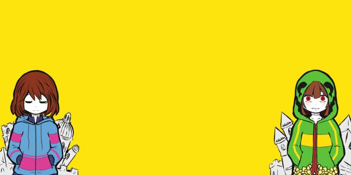 1920x1080 Two females animated illustration, Undertale, hoods, Frisk, Chara