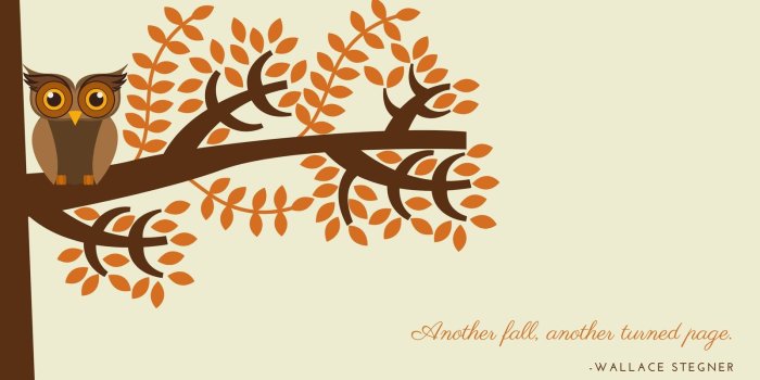 1600x900 Tree Owl Autumn Desktop Wallpaper - Templates by Canva