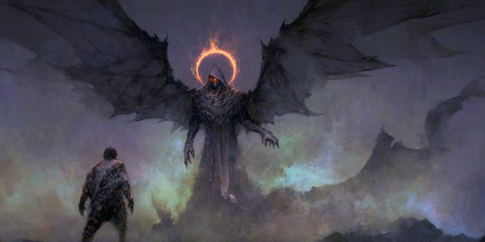 1332x850 Wallpaper cape, artwork, Demon, hood, man, fantasy dark, eyes of