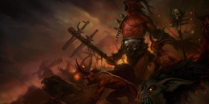 1332x850 Wallpaper demons, war, creatures, fire images for desktop, section