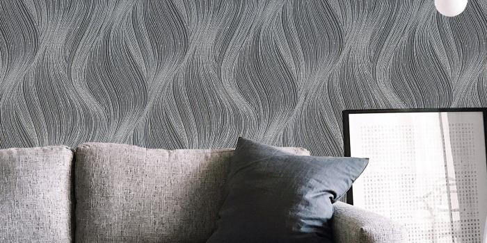 2000x2000 WM0115310701 textured wavy lines wallpaper Black Gray Silver waves