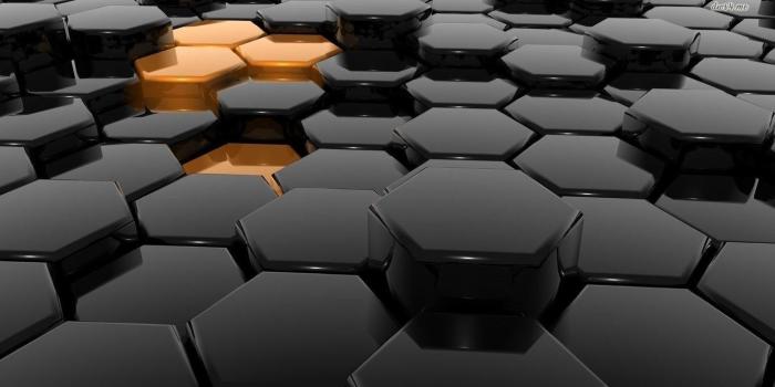 1366x768 Golden Hexagons In The Black Honeycomb Wallpapers 3D Wallpapers