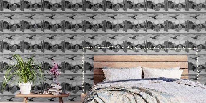 1500x1500 3D Desert Sunset - Black White Gray Wallpaper by elsysart | Society6