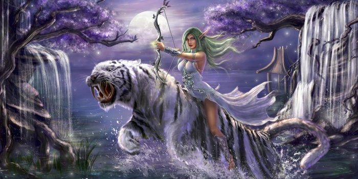 2560x1440 Image WoW Tigers Archers Warriors Tyrande Whisperwind 2560x1440