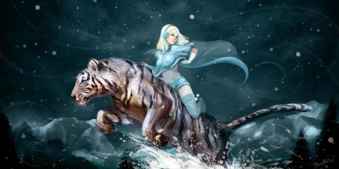 1600x900 Girl Riding Tiger Anime Wallpaper - Free Wallpaper HD
