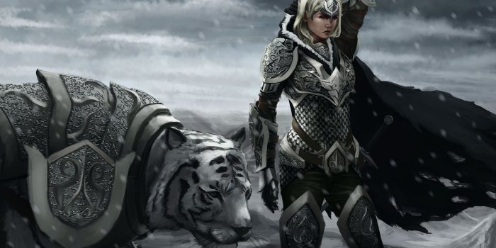 3840x2400 Picture armour Tigers Warriors Fantasy Snow 3840x2400
