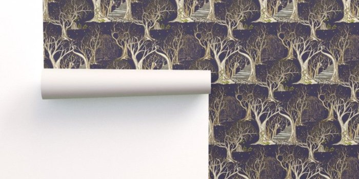 1024x1024 Ghostly Trees in the Spooky Misty on Isobar by rhondadesigns