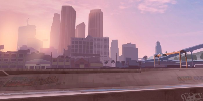 1332x850 Wallpaper palm trees, grand theft auto, GTA, tower, graffiti, art