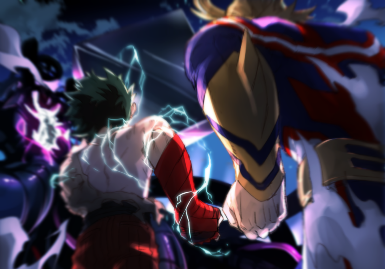 1920x1344 Free download All Might and Deku Vs Vilain HD Wallpaper Background