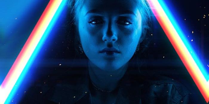 728x1294 HD wallpaper: woman's face, neon, girl, model, light, portrait