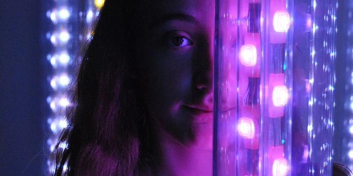 910x1359 HD wallpaper: Girl Standing In the Middle Of Neon Lights