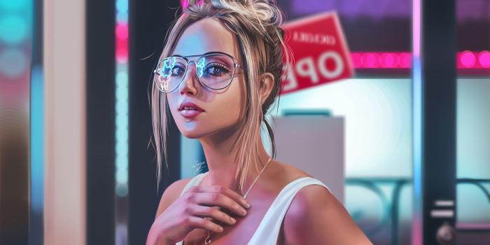 3840x2378 Wallpaper 4k Blonde Girl Neon Digital