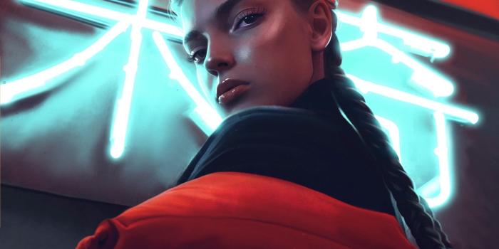 1920x1480 Download 1920x1480 Woman, Digital Art, Braid, Neon Wallpapers
