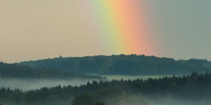 1125x2436 Download 1125x2436 wallpaper grassland, landscape, sky, rainbow