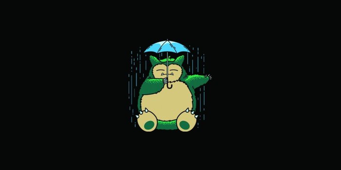 1920x1080 Wallpaper Of Snorlax Protecting Itself From The Rain - Hd