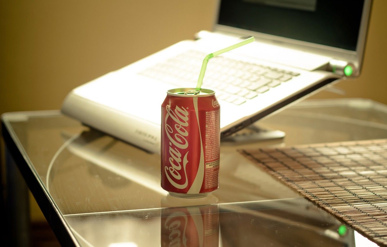 1332x850 Wallpaper style, table, laptop, drink, coca-cola, style, notebook