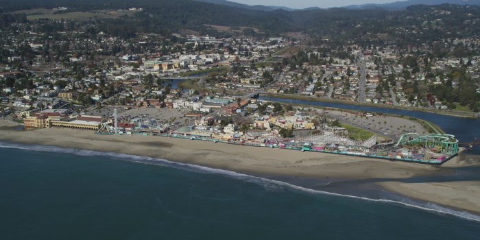 1920x1080 5K stock footage aerial video of the Santa Cruz Beach Boardwalk