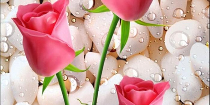 750x1122 Drop Shipping Custom 3d Mural HD 3D Drops Rose Tulip Wallpaper