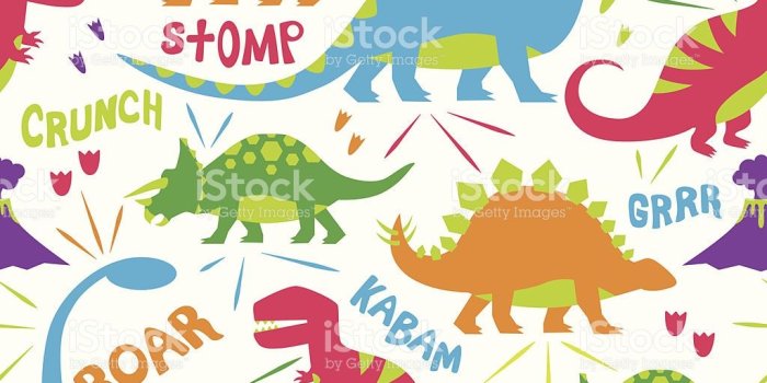1024x1024 Fun, kid friendly, simplified vector illustration of dinosaurs