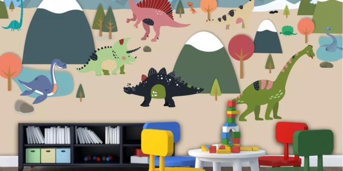 1125x954 Carton Jurassic Dinosaur Wallpaper Mural 3d Kids Bedroom