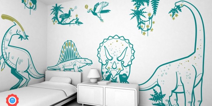 1200x750 Dinosaur Wall Decals for Kid's Playroom or Bedroom, Dino Wall Stickers