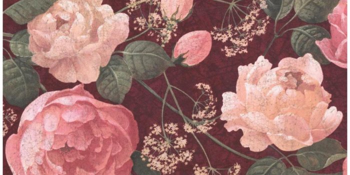 1000x1000 Retro Art Pink White Roses Baby Breath Garnet Red Prepasted