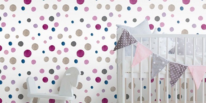 1200x1200 White and Violet Dots Baby Removable Wallpaper 1034| Walls By Me