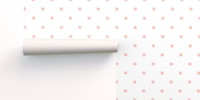 1024x1024 Peel-and-Stick Removable Wallpaper Pink Polka Dots On White Baby